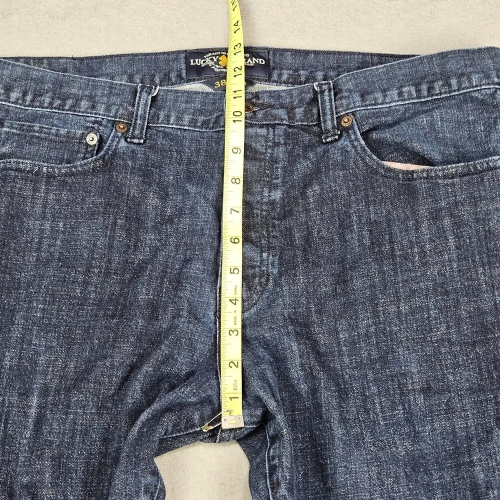 Lucky Brand 121 Heritage Slim Jeans Mens 38x30 Blue Dark Wash Denim Straight Leg